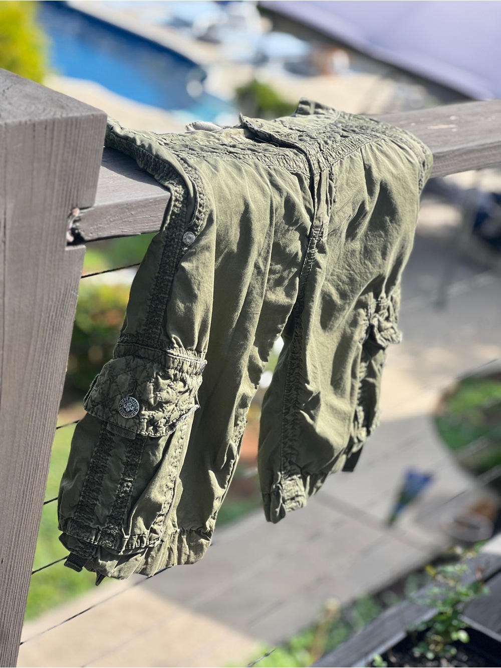 Affliction Olive Green Cargo Shorts Mens Size 32 Military Utility Y2K - Picture 7 of 13